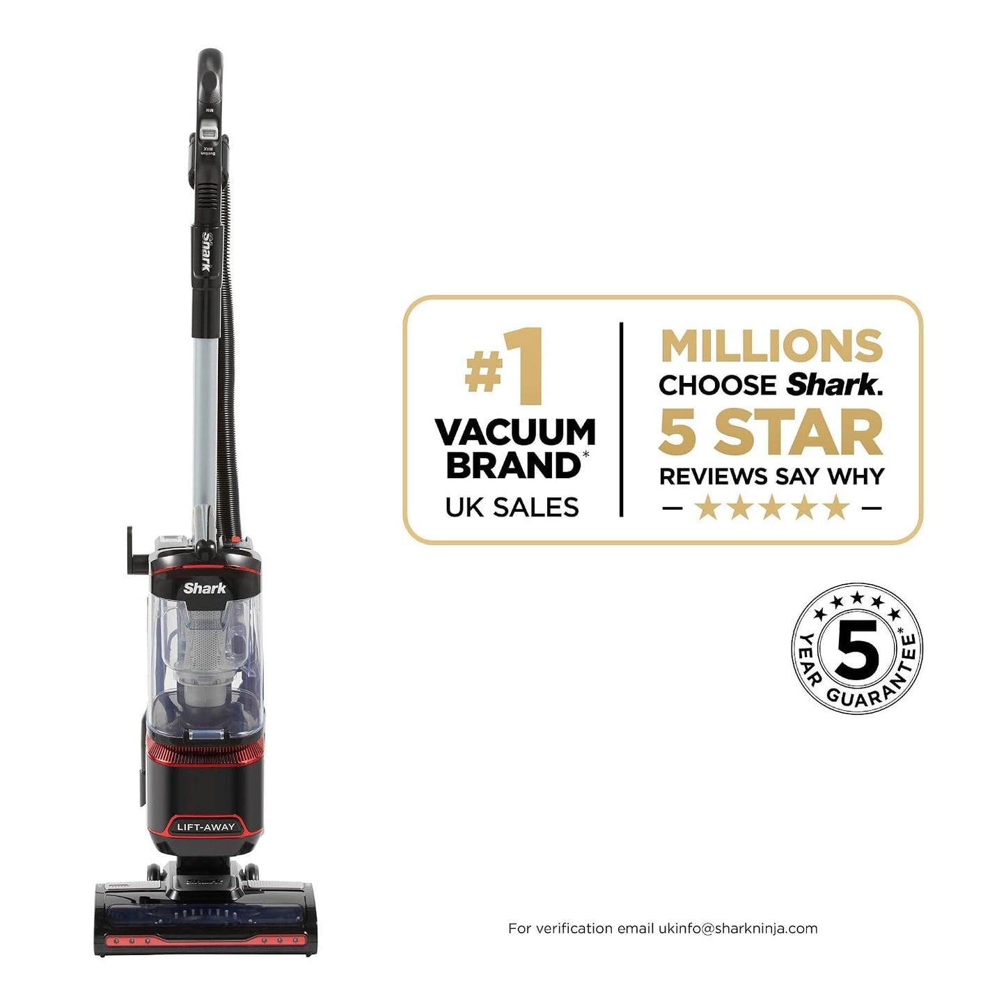 Corded Upright Vacuum Cleaner 1.1L Lift-Away Technology Red/Black