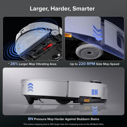 Robot Vacuum Cleaner 22,000 Pa 3.14-Inch Ultra Slim Zero-Tangling AI 3.0 Obstacle Avoidance White