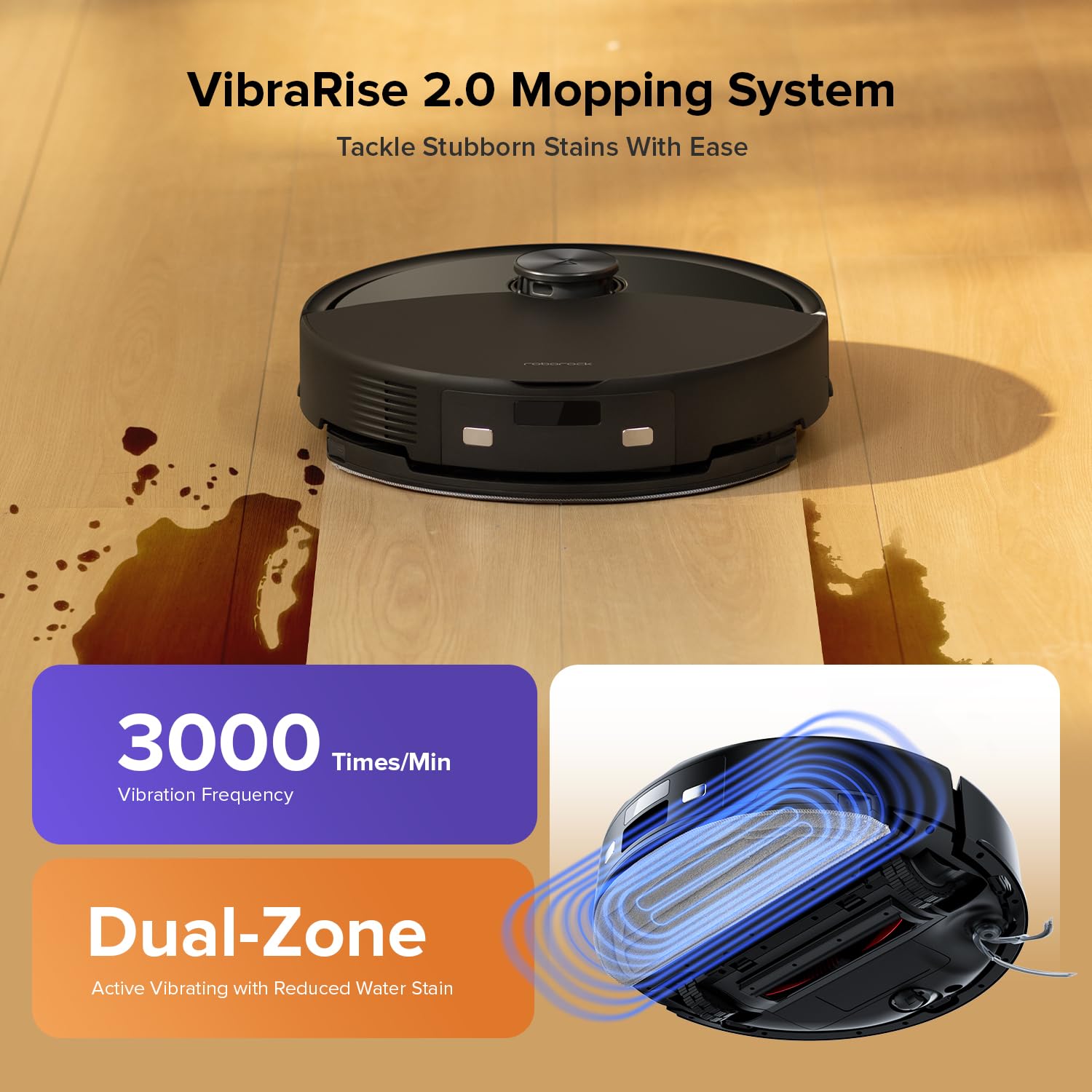 Robot Vacuum Cleaner with Mop 10,000 Pa Suction Dual Anti-Tangle Brushes Black