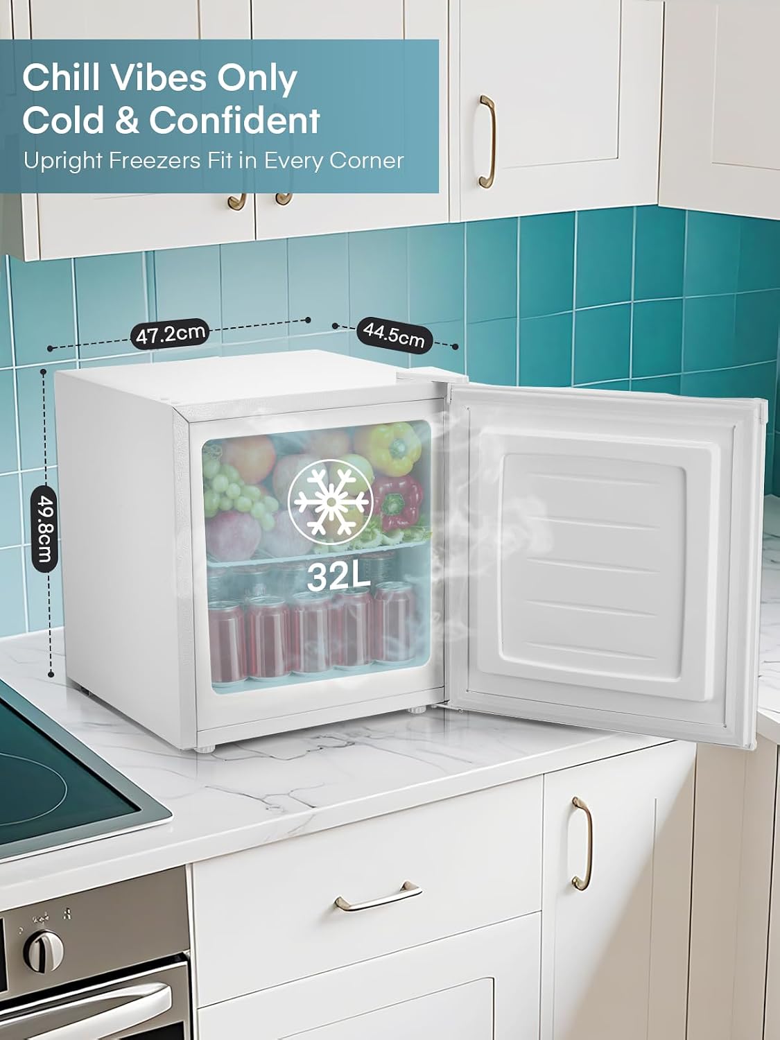 Table Top Mini Freezer 32L White Freestanding