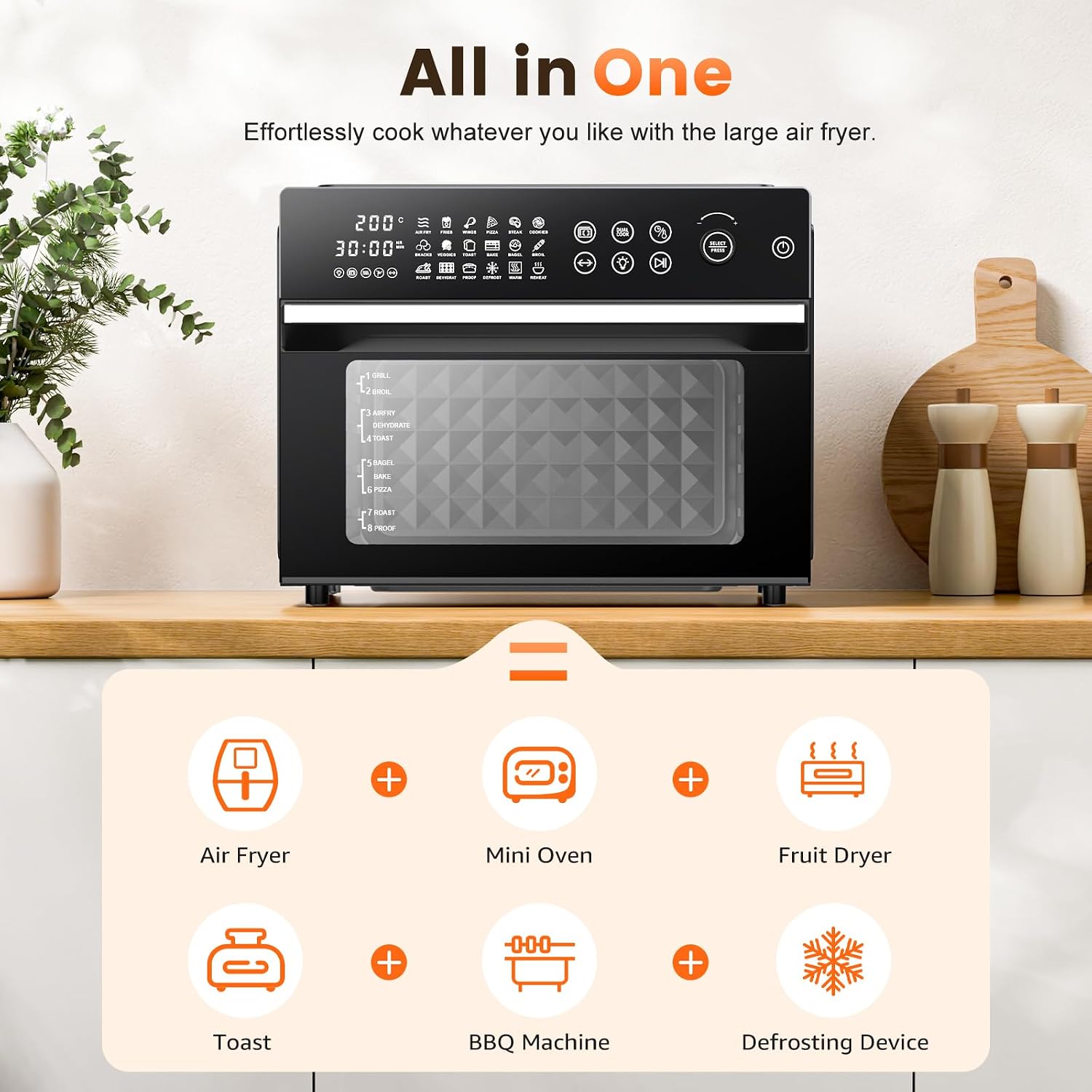 Air Fryer Oven 30L 18 Presets Dual-Cook Digital Touch Black