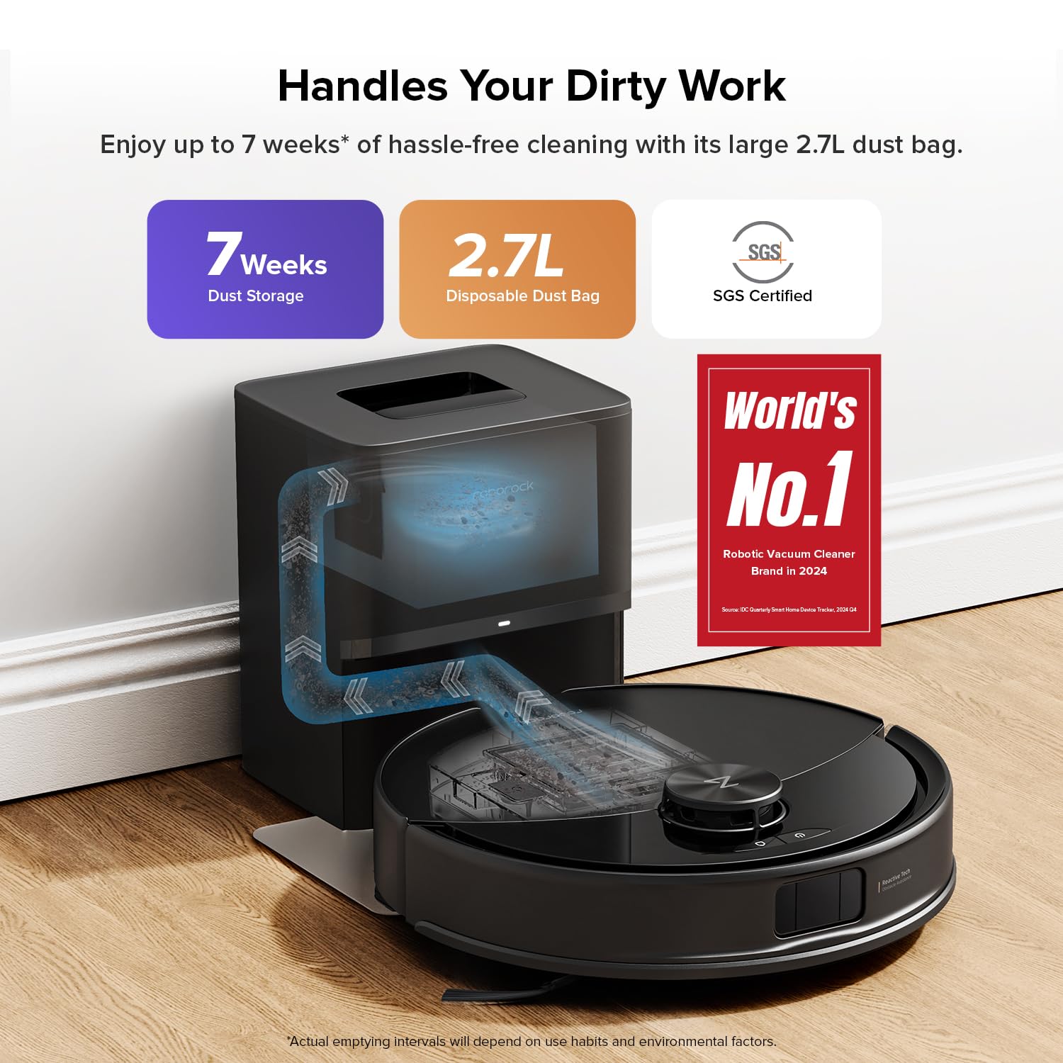 Robot Vacuum Q10 S5+ Self-Emptying 10000Pa Suction Dual Anti-Tangle Black