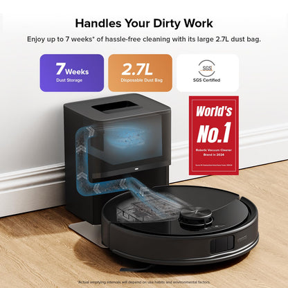 Robot Vacuum Q10 S5+ Self-Emptying 10000Pa Suction Dual Anti-Tangle Black