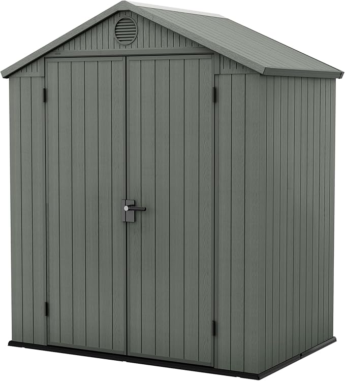 Darwin 6x4ft Double Door Garden Shed — Wood-Effect Outdoor Storage