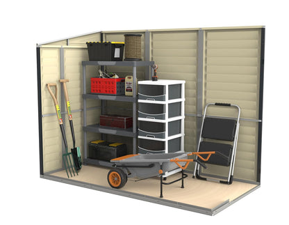 SideMate PLUS 4 x 8 Plastic Garden Shed 2.95 m² with Metal Foundation Kit Dark Grey