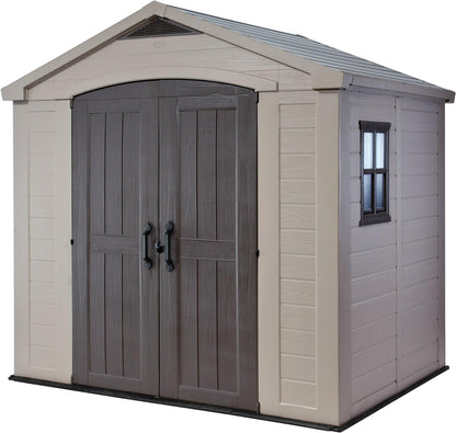 Resin Garden Storage Shed 8 X 6 Ft Brown Double Doors Lockable