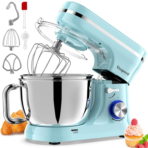 Stand Mixer 4.5L+5L Bowls 8-Speed 1000W Tilt-Head Blue