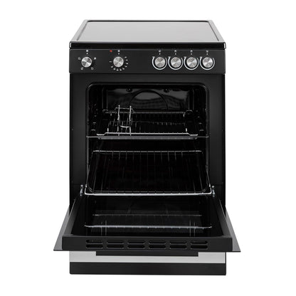 Freestanding Electric Single Cavity Cooker 68L 4 Ceramic Hobs Black