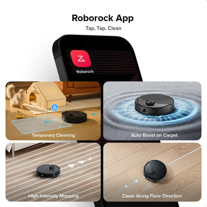 Robot Vacuum Cleaner with Mop 10,000 Pa Suction Dual Anti-Tangle Brushes Black