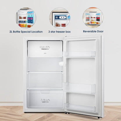 Under Counter Fridge 82L Adjustable Thermostat White Reversible Door