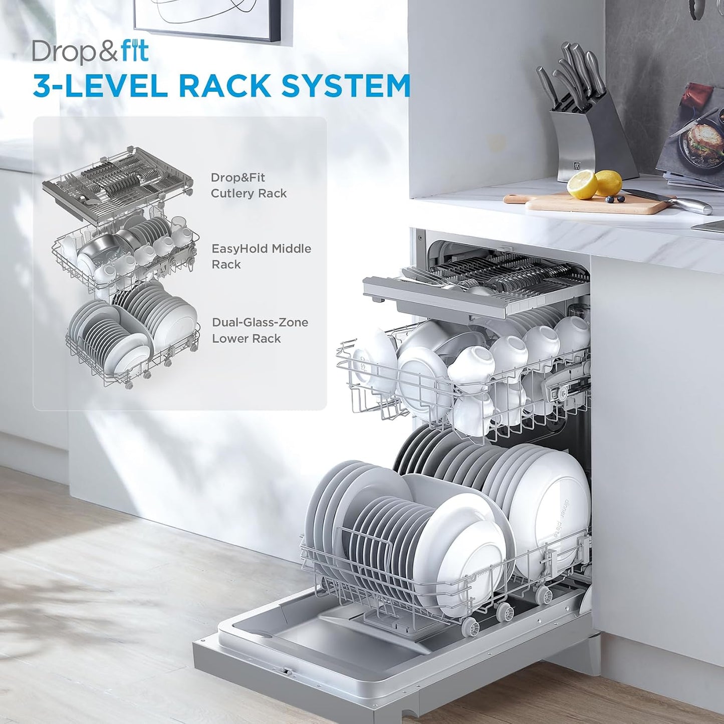 Freestanding Dishwasher 10 Place Settings 45cm Stainless Steel