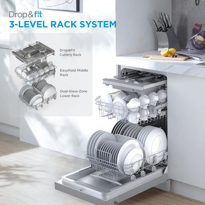 Freestanding Dishwasher 10 Place Settings 45cm Stainless Steel