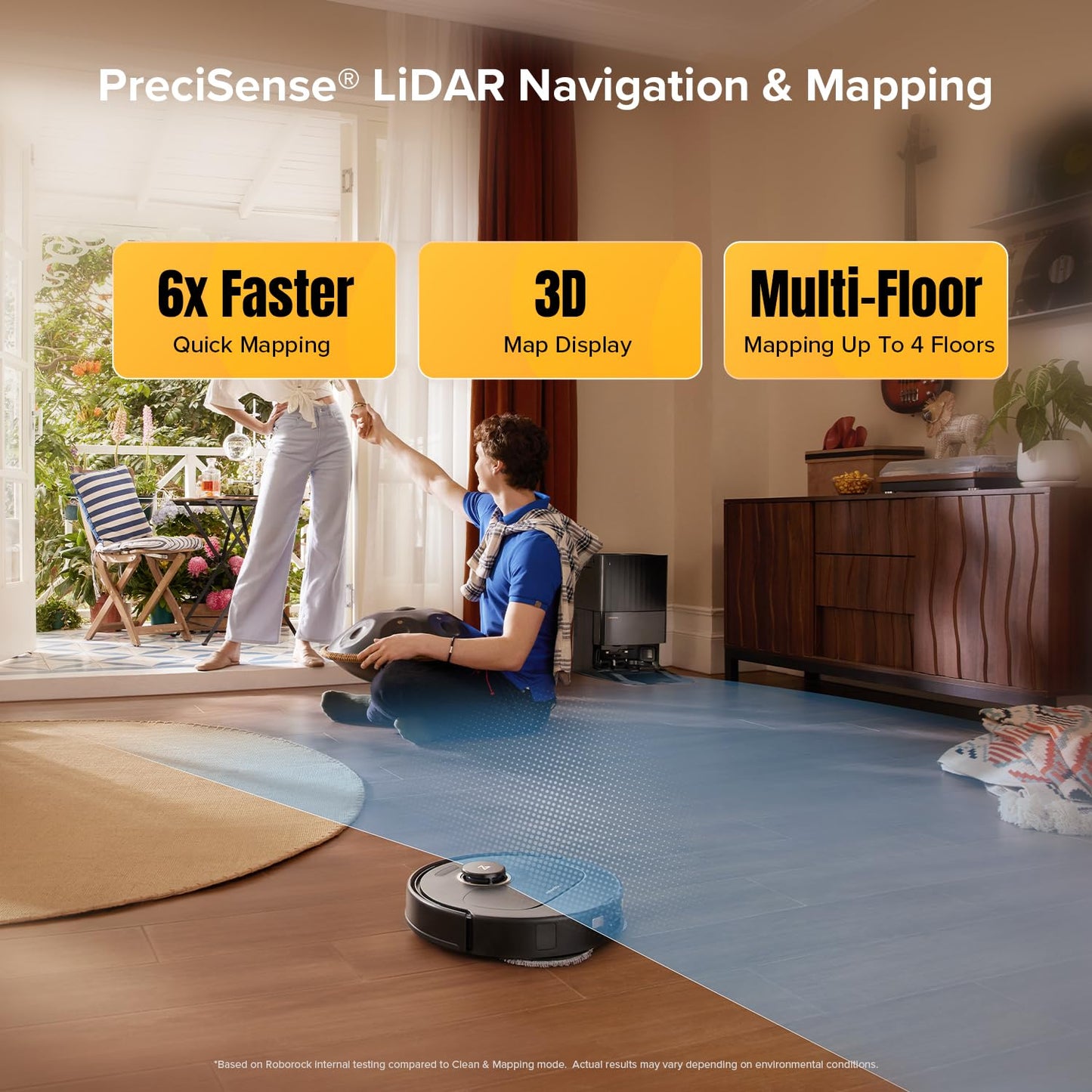 Robot Vacuum Cleaner With Mop 12000Pa Suction FlexiArm Edge Mopping Black