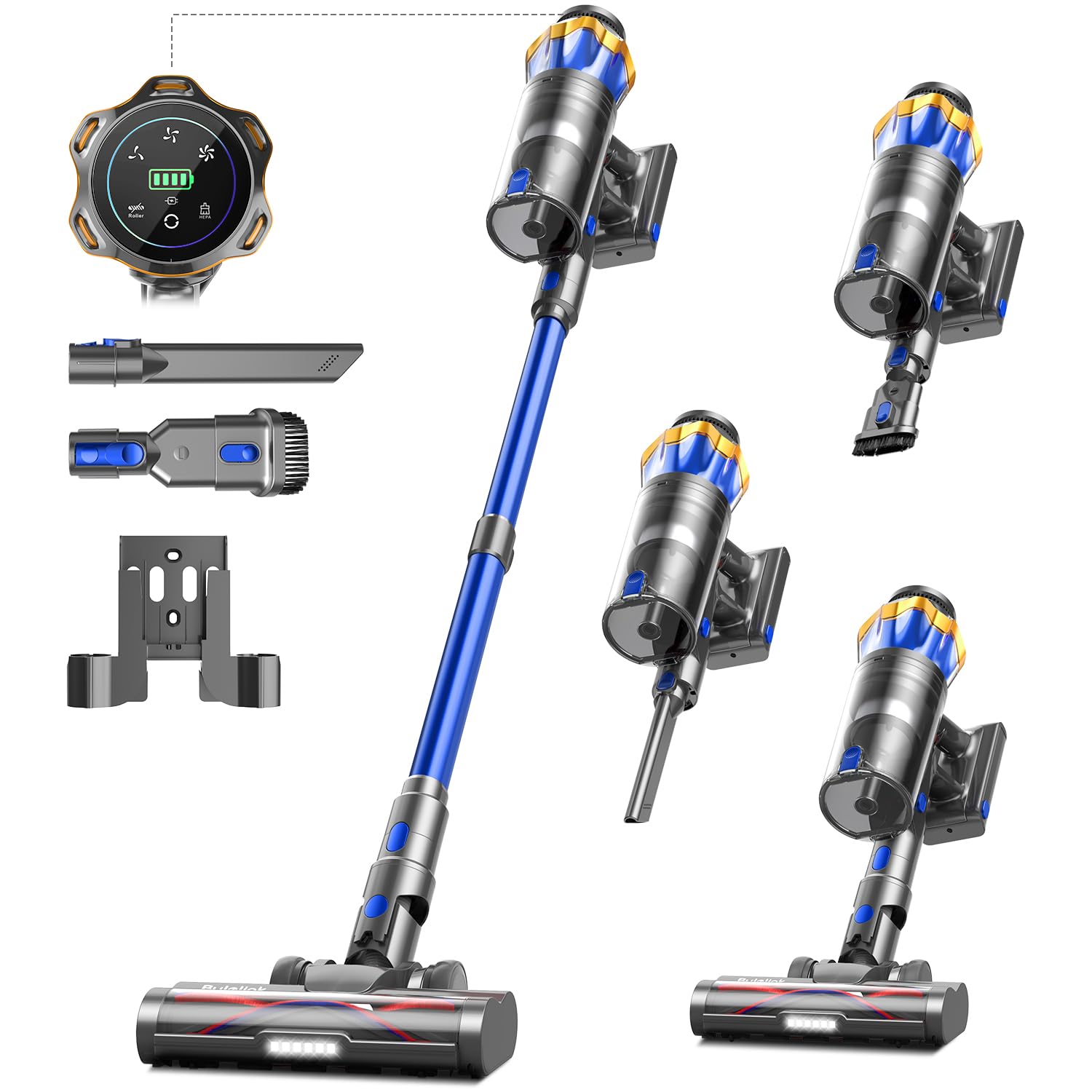 Cordless Vacuum Cleaner 600W 50kPa 65Min OLED Touch Screen Blue