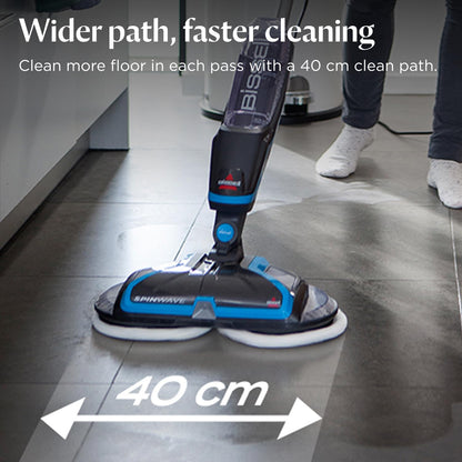 Electric Mop 105W Rotating Pads Hard Floor Cleaner Polisher Titanium/Blue