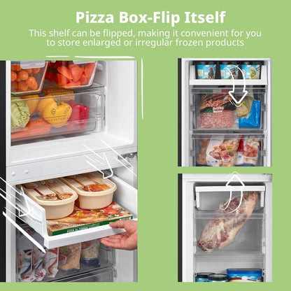 Freestanding Fridge Freezer 174L Low Frost Adjustable Thermostat LED Black