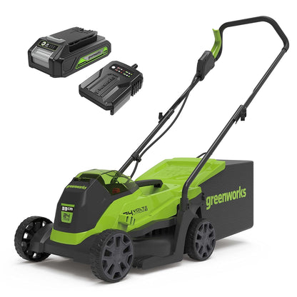 Cordless Lawn Mower 33cm 24V Brushless Motor 30L Bag 4Ah Battery