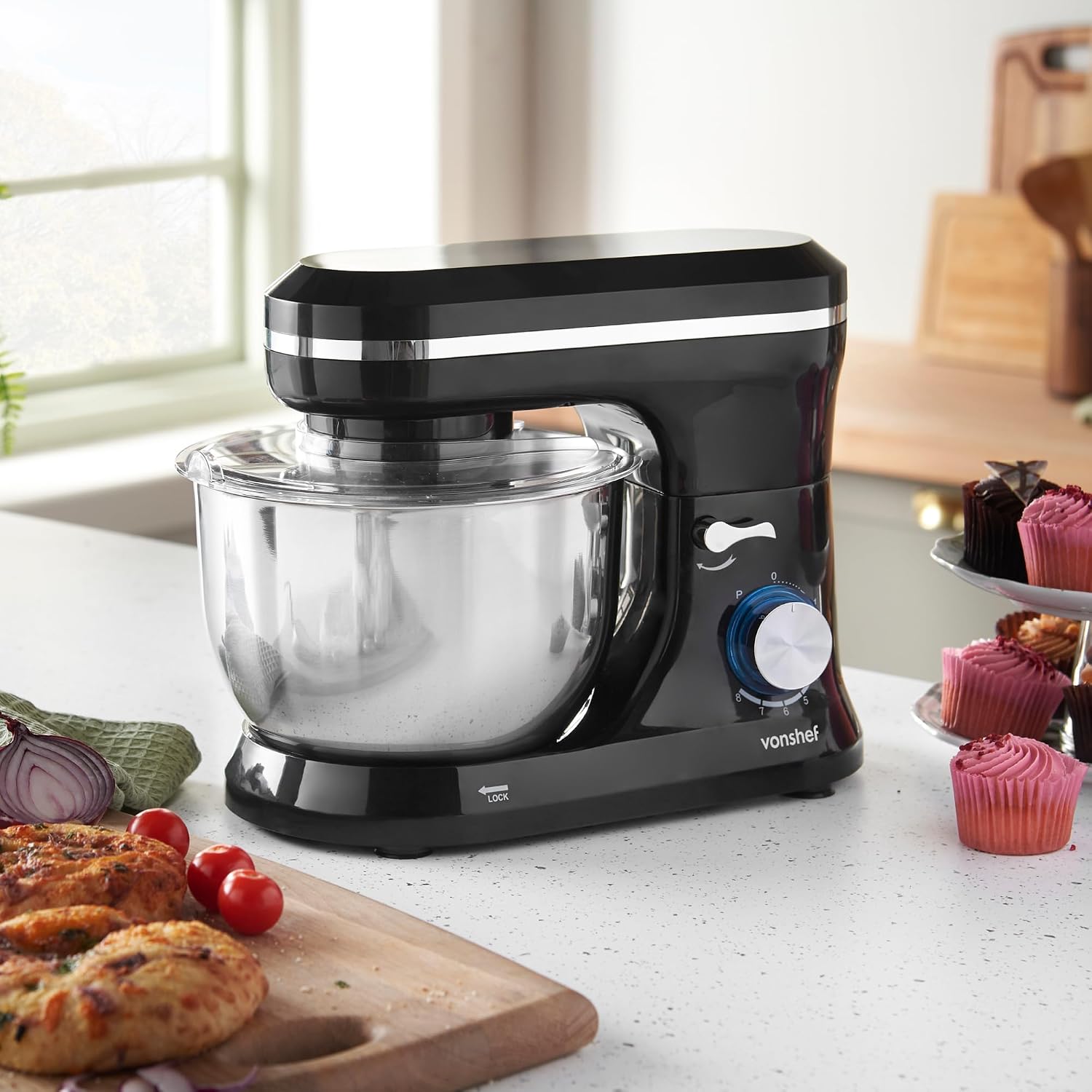 Stand Mixer 4.5L 1000W 8 Speeds With Pulse Function Black