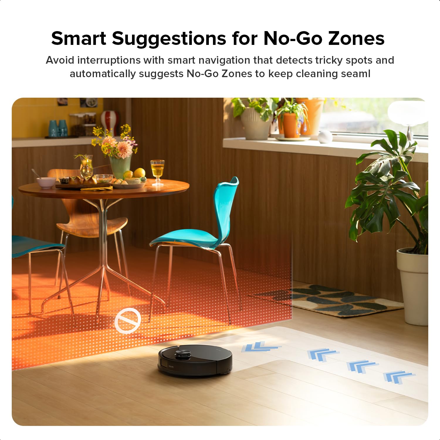 Robot Vacuum Cleaner with Mop 10,000 Pa Suction Dual Anti-Tangle Brushes Black