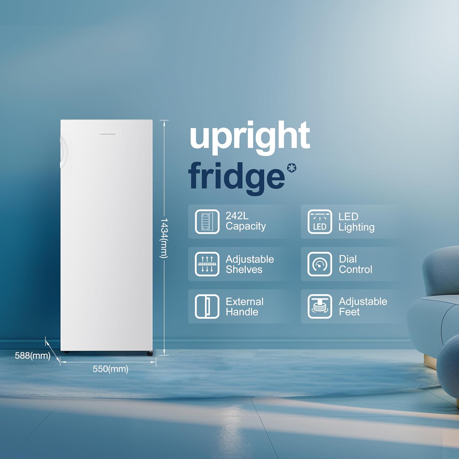 Freestanding Larder Fridge 242L 55cm White E Rated
