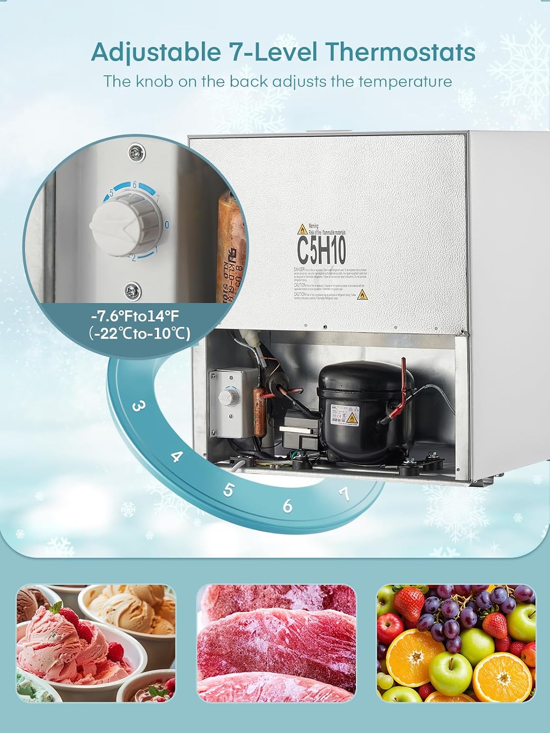 Table Top Mini Freezer 32L White Freestanding