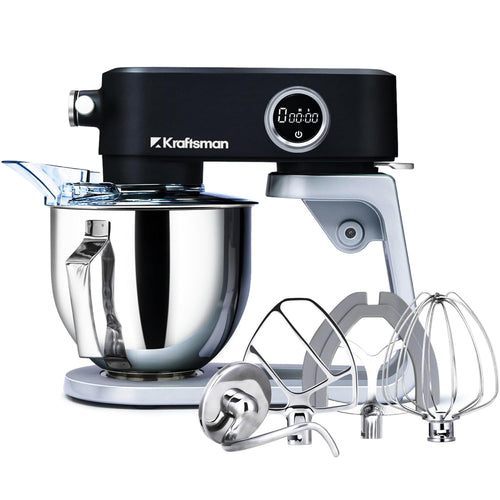 Stand Mixer 5L 8 Speeds Timer Stainless Steel Bowl Black