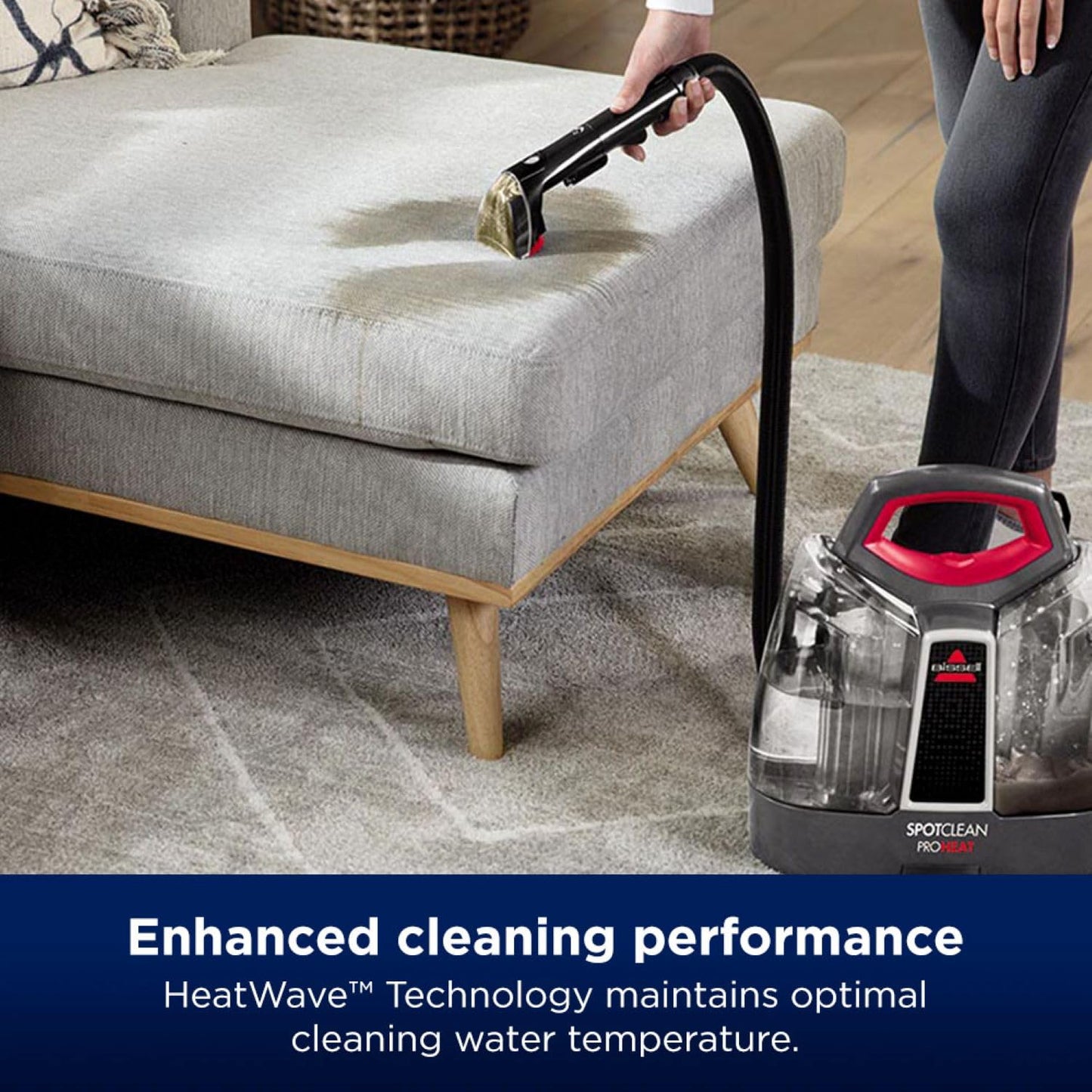 Portable Spot Cleaner 330W HeatWave Technology 1.5m Hose Titanium/Red