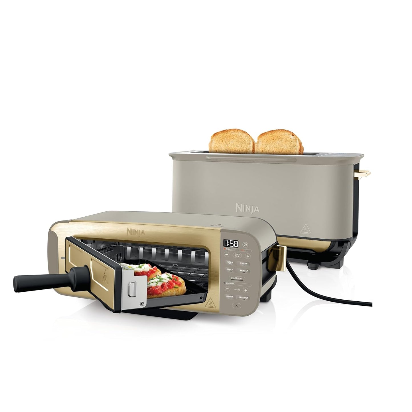 3-in-1 Toaster Grill And Panini Press 7 Functions Flip Design Stone Gold