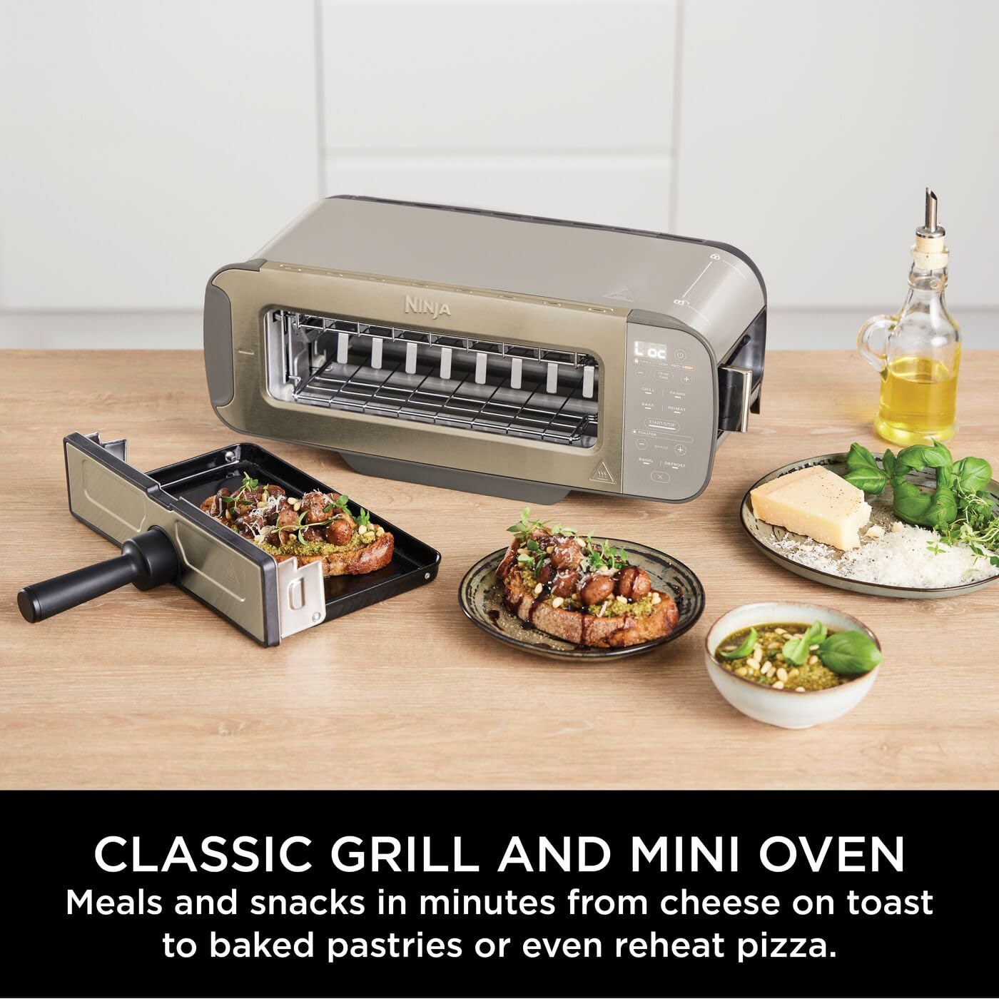 3-in-1 Toaster Grill And Panini Press 7 Functions Flip Design Stone Gold