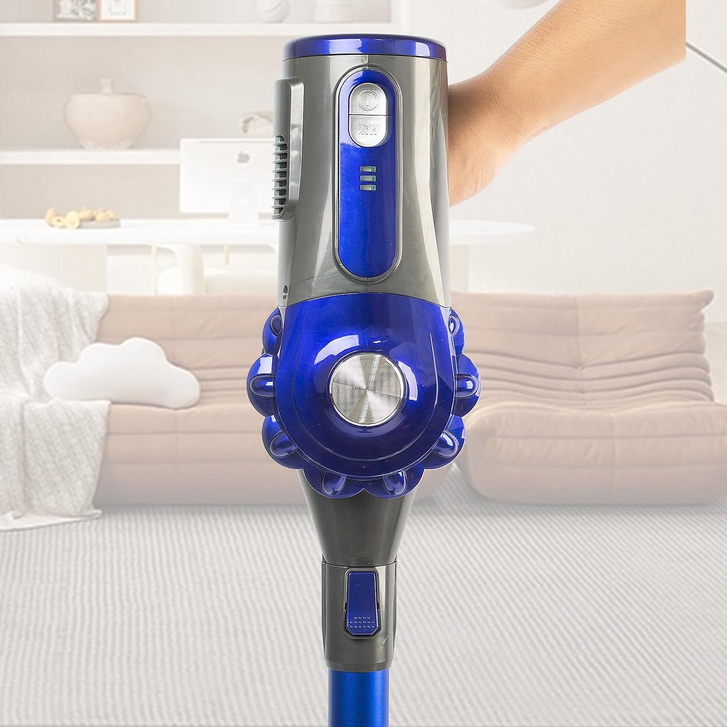 Cordless Stick Vacuum 0.8L 22.2V 150W 2-in-1 Handheld Upright Blue