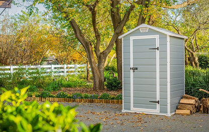 6x5ft Outdoor Plastic Garden Storage Shed — Weatherproof Grey Garden Shed