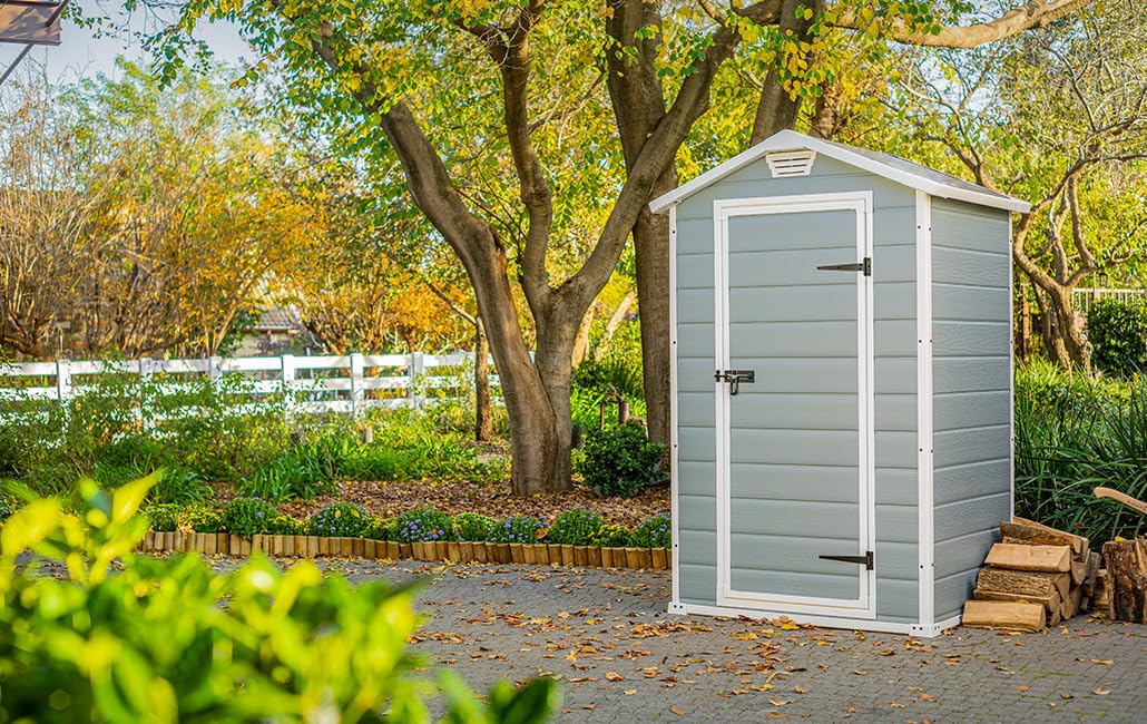 Garden Storage Shed 4 X 3 Ft Grey Resin Hinged Doors