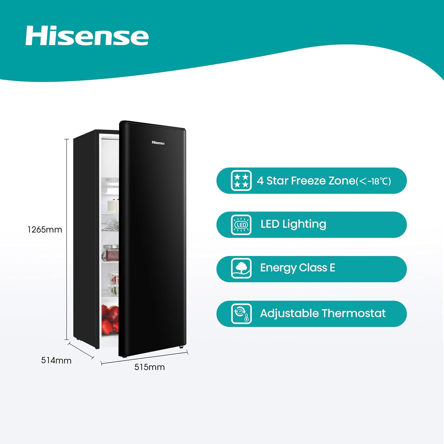 Freestanding Fridge 165L 128Cm Auto Defrost Wine Rack Black
