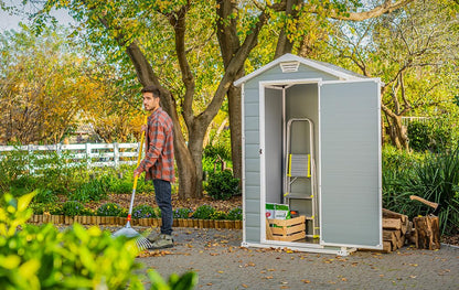 Garden Storage Shed 4 X 3 Ft Grey Resin Hinged Doors