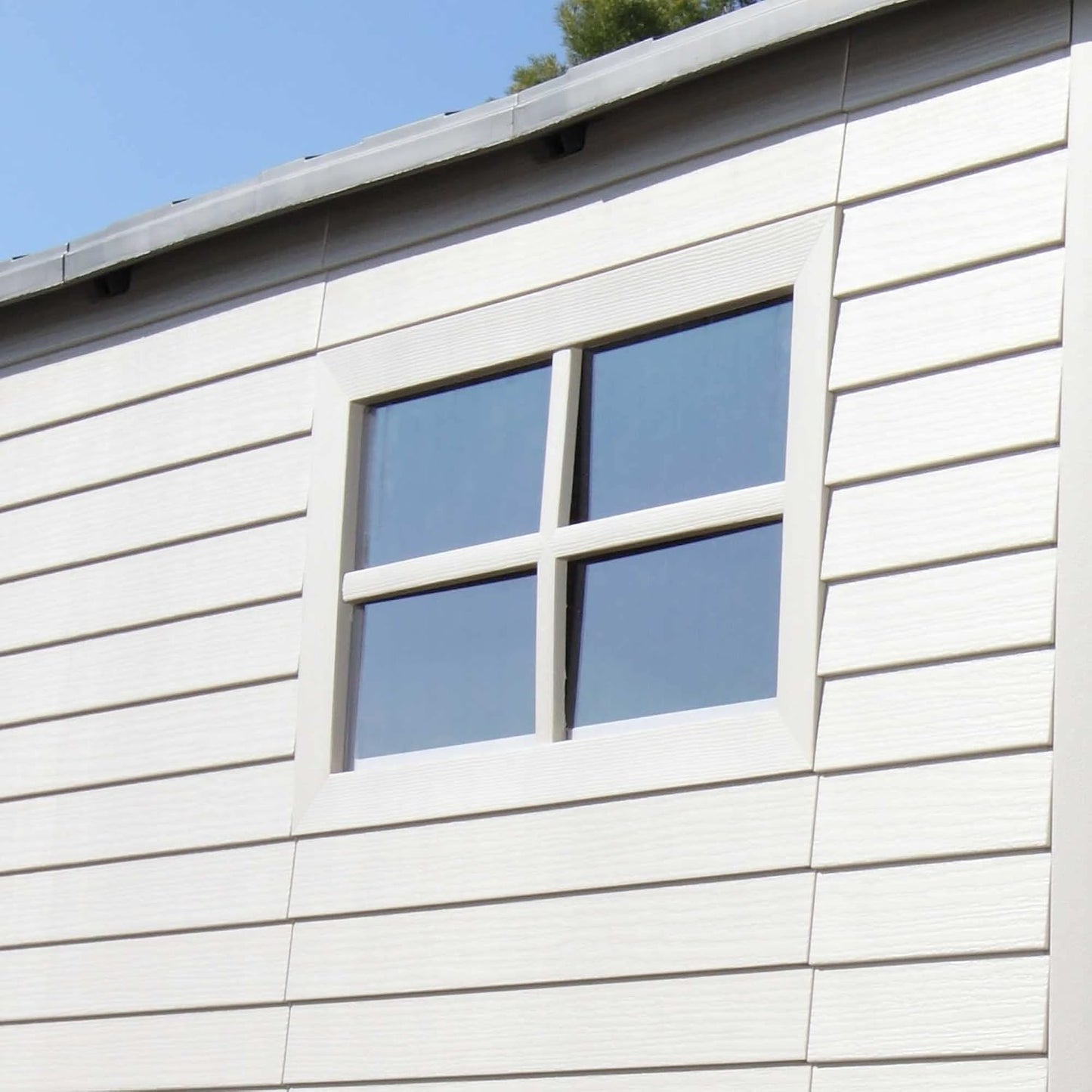 Outdoor Garden Storage Shed 7 X 7 Ft Beige Plastic Steel Frame