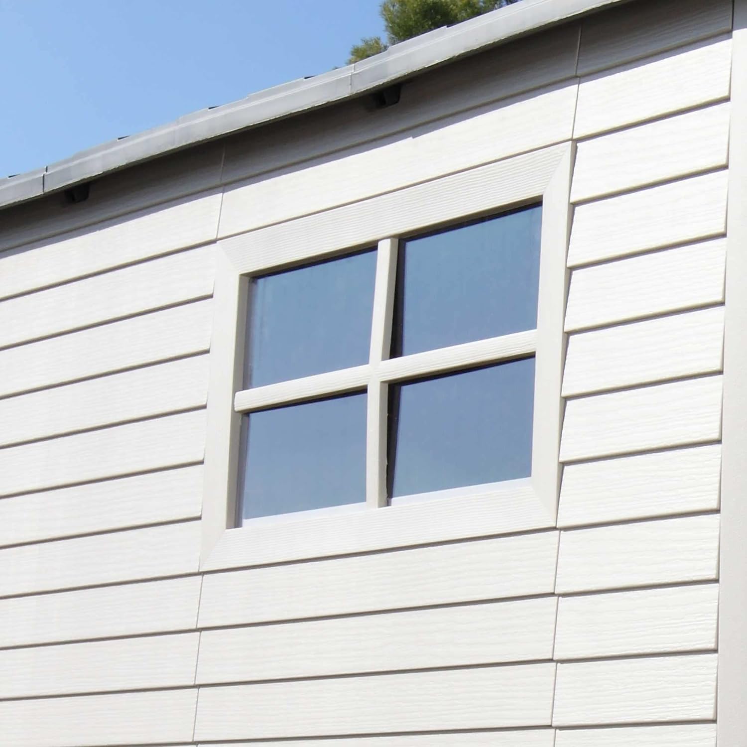 Outdoor Garden Storage Shed 7 X 7 Ft Beige Plastic Steel Frame