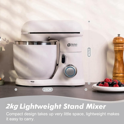 Mini Stand Mixer 3.5L 10 Speed 800W Dough Hook Whisk Beater Grey White