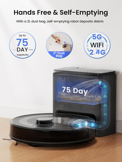 Robot Vacuum And Mop 6000Pa Self-Emptying LiDAR Navigation Black