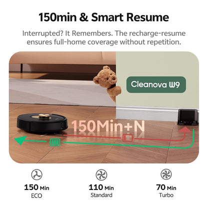 Robot Vacuum And Mop 8000Pa LiDAR Navigation 150 Min Black