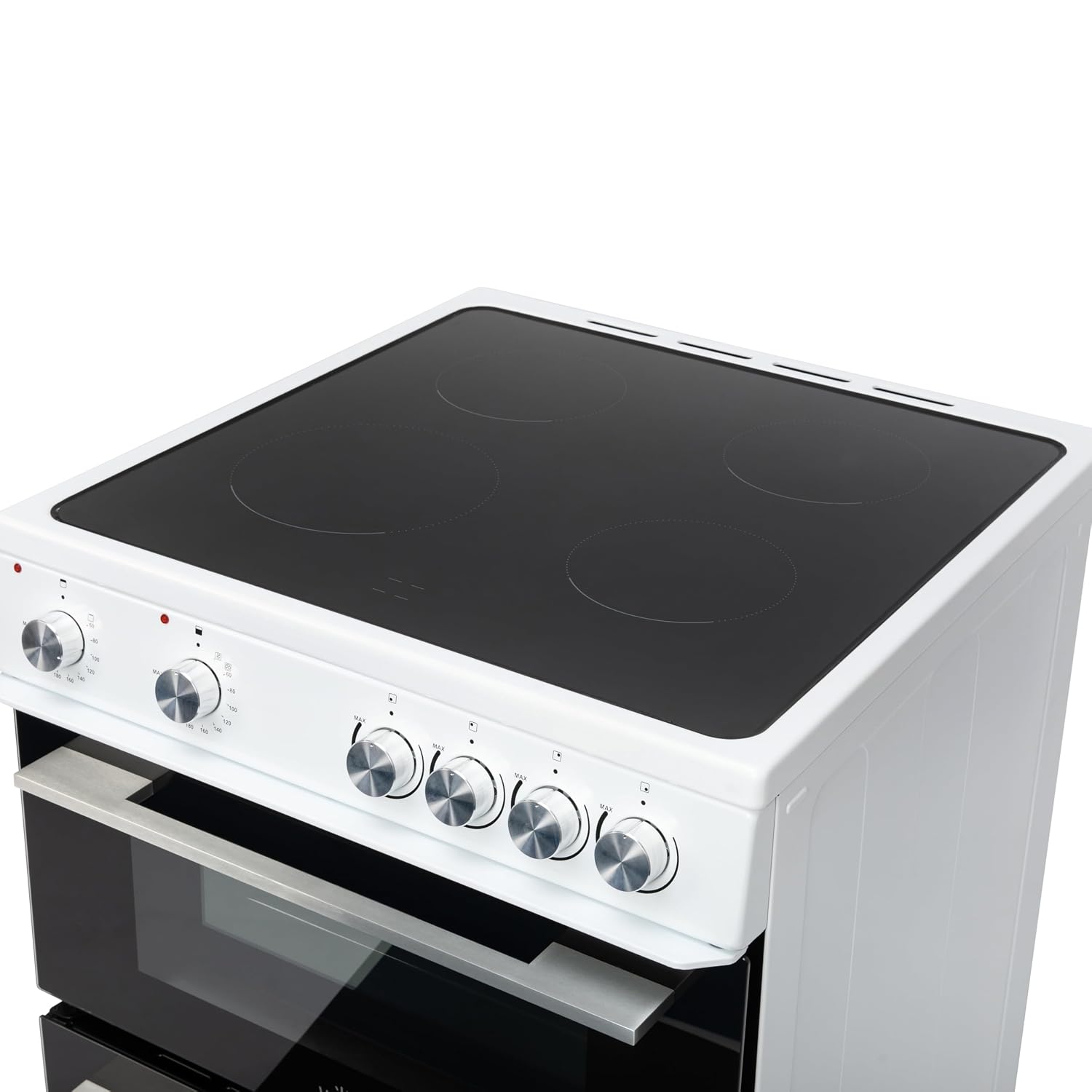 Freestanding Electric Cooker 68L Twin Cavity Ceramic Hob 4 Zones White