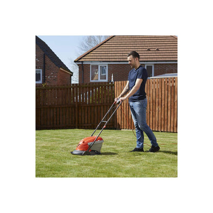 Hover Lawn Mower 25cm 1400W 15L Grass Box 4 Cutting Heights Orange Grey