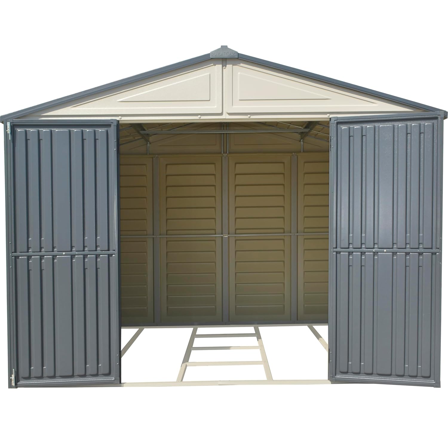 Plastic Garden Storage Shed 10.5 X 8 Ft Double Doors Lockable Dark Grey