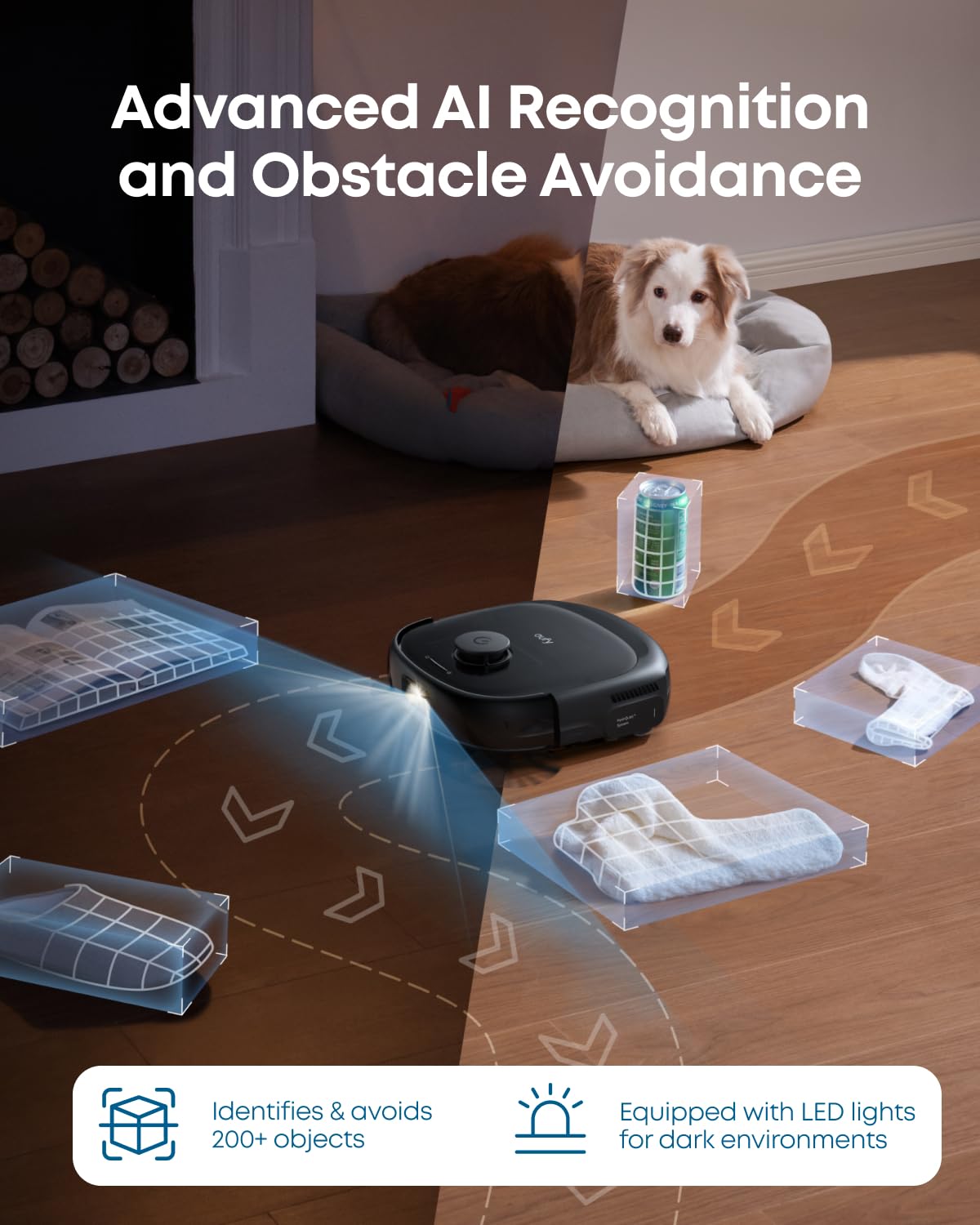 Robot Vacuum And Mop 20000Pa Suction Auto-Emptying Black