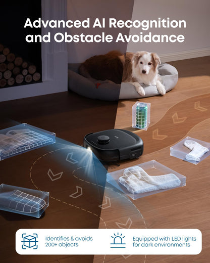 Robot Vacuum And Mop 20000Pa Suction Auto-Emptying Black