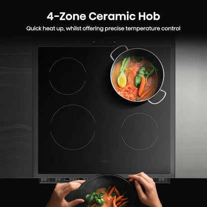 Electric Cooker 130L Double Oven Ceramic Hob A Rated Black