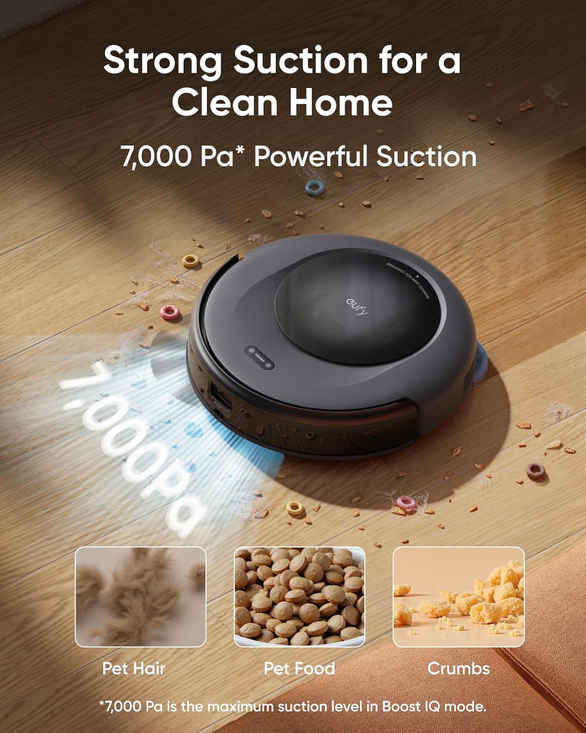 Robot Vacuum Cleaner With Mop 7000Pa Suction Ultra-Slim Black