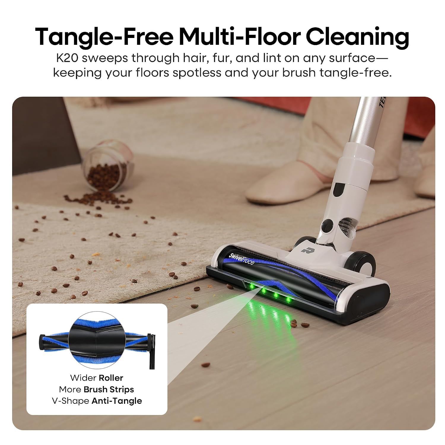 Cordless Stick Vacuum Cleaner 580W 48KPa Suction 65 Min White