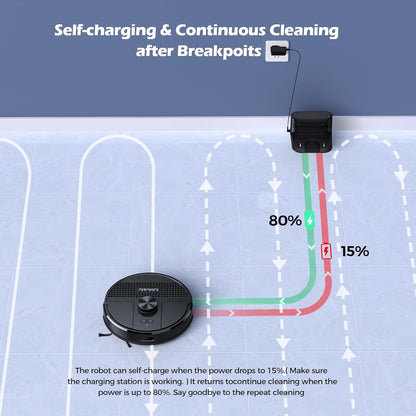Robot Vacuum And Mop 5500Pa LiDAR Navigation 5 Maps Black