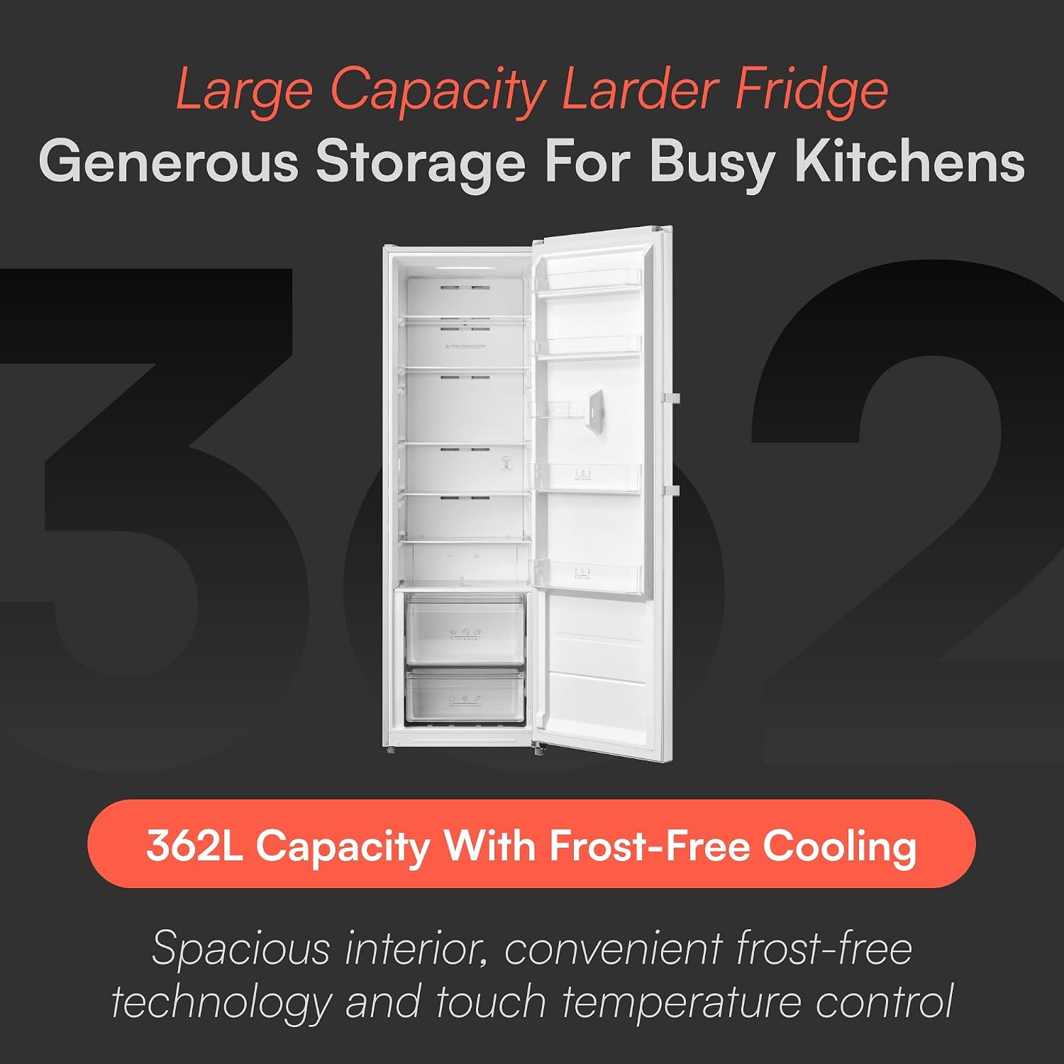 Freestanding Larder Fridge 362L Frost Free White