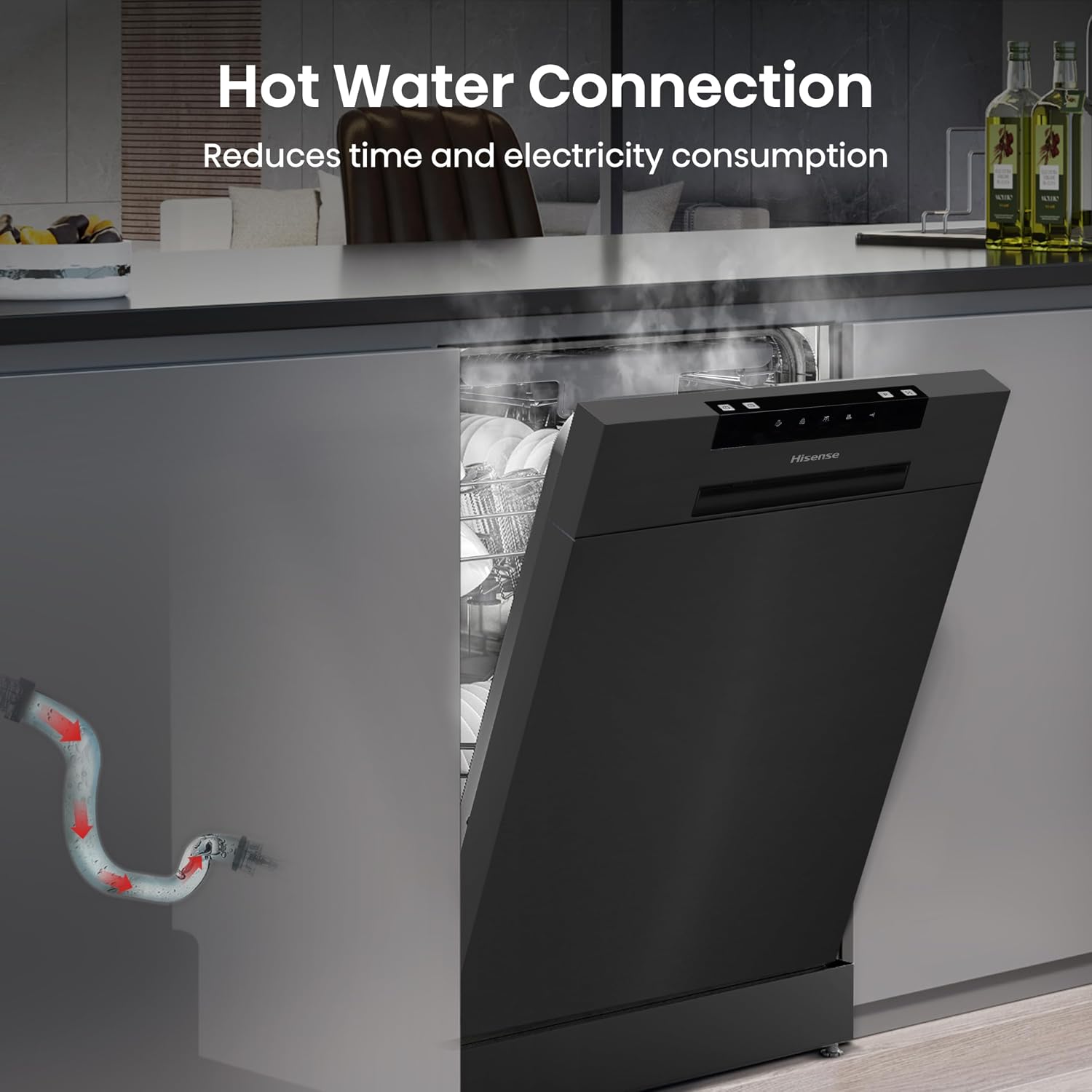 Freestanding Dishwasher 10 Place Settings 60cm Black